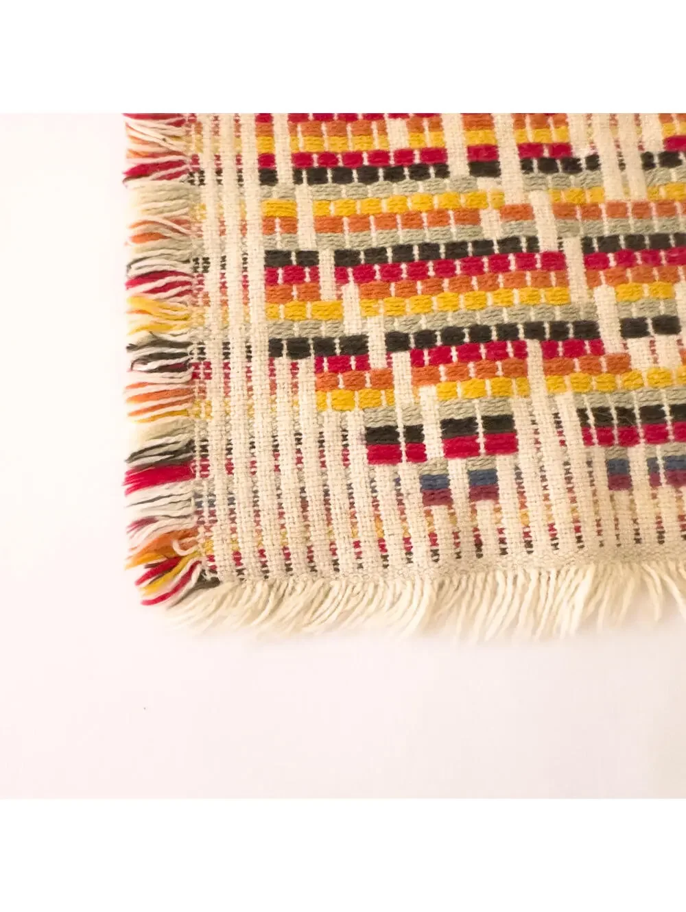 Vintage Woven Multicolor Geometric‎ Diamond Placemat with Fringe